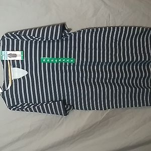 Hang Ten UV Protection UPF 50+ Blue & White Dress w Pockets Women's XL